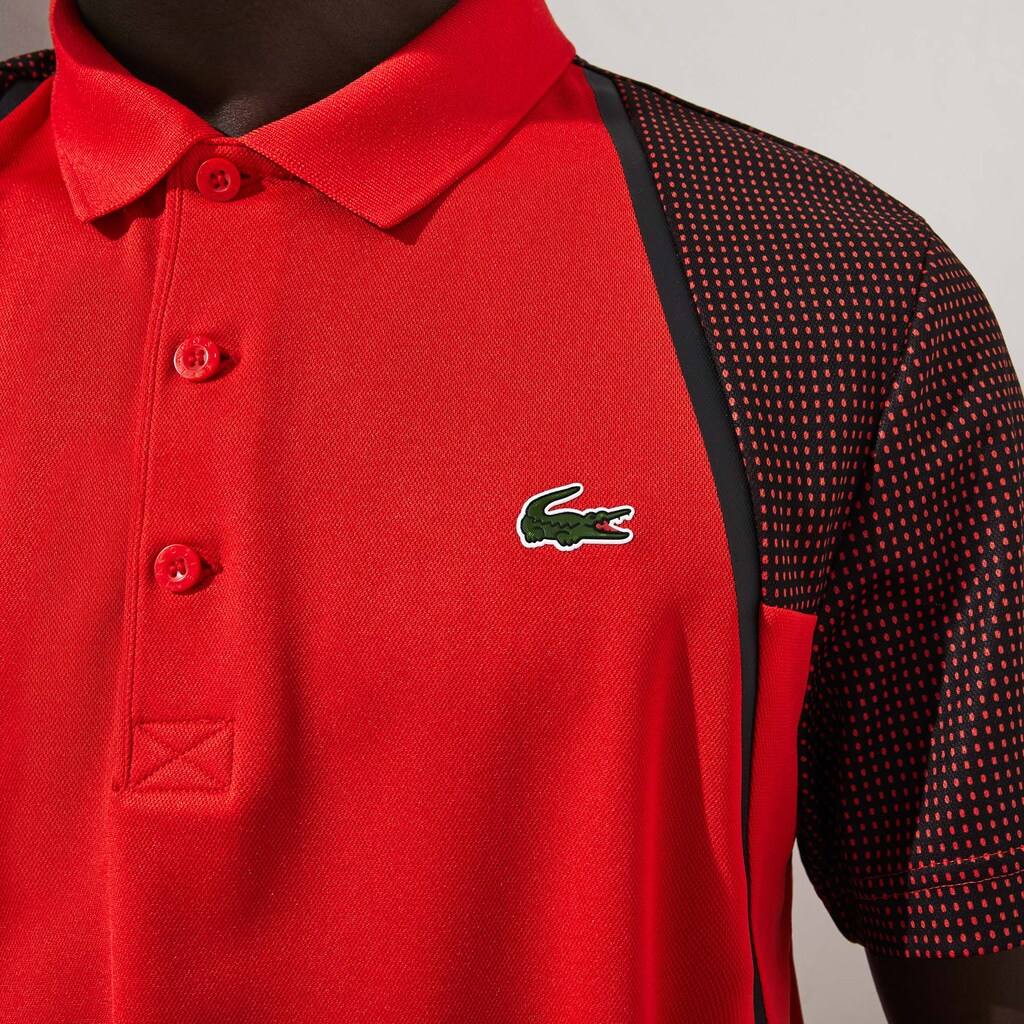Men's Lacoste Red / White / Black Polo Shirts SPORT Mesh Sleeved Breathable Tennis CW6-14311H5
