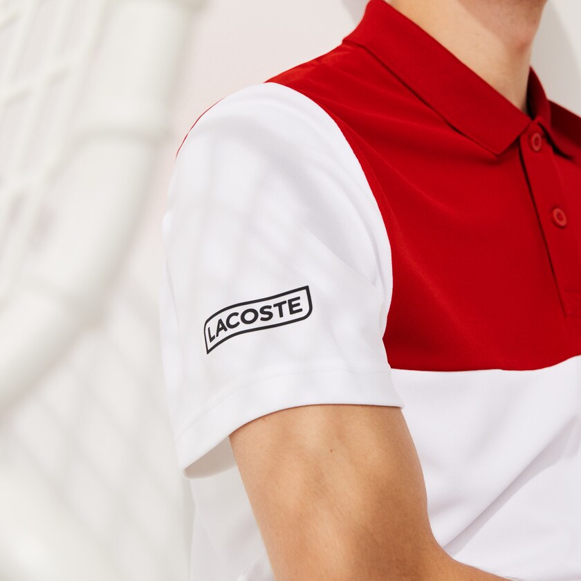 Men's Lacoste Red / White / Blue / Black Shirts SPORT Colorblock Breathable Piqué Tennis Polo GI7-61836J4