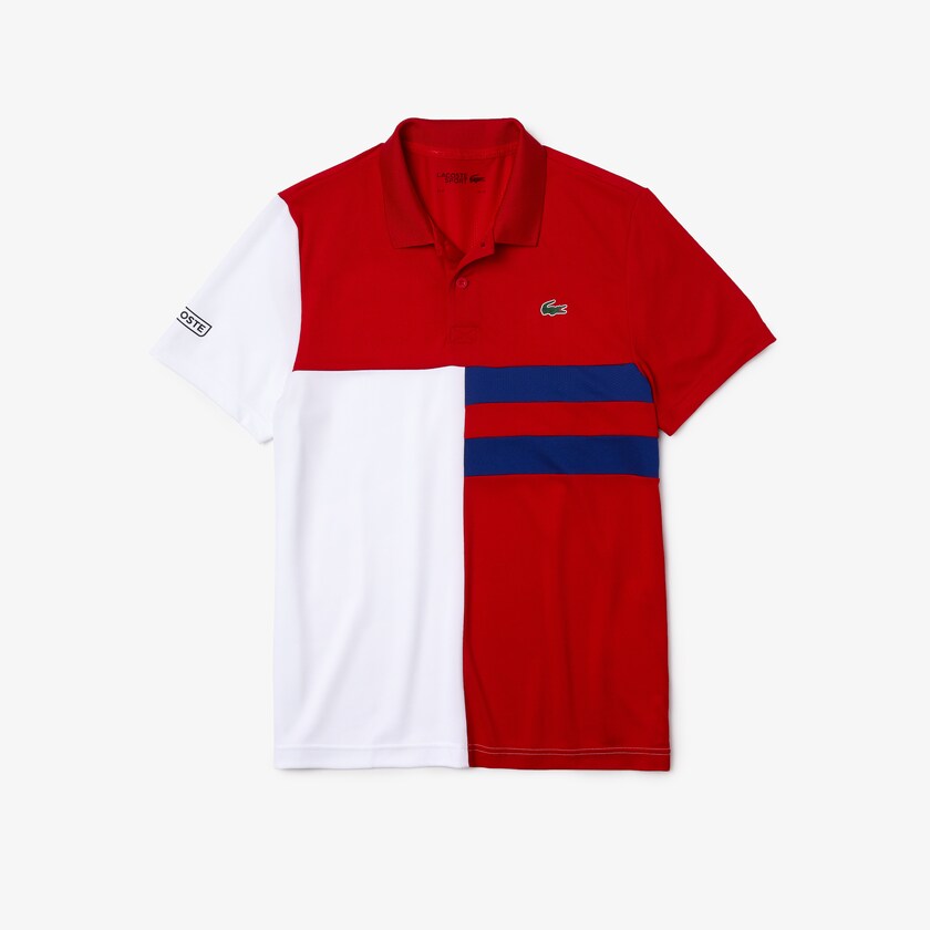 Men's Lacoste Red / White / Blue / Black Shirts SPORT Colorblock Breathable Piqué Tennis Polo GI7-61836J4