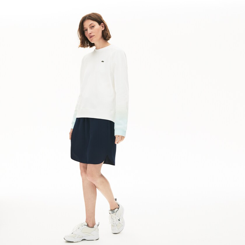 Women's Lacoste Turquoise / Light Green / White Sweatshirts Made in France Crew Neck Organic Cotton IH8-50495I0
