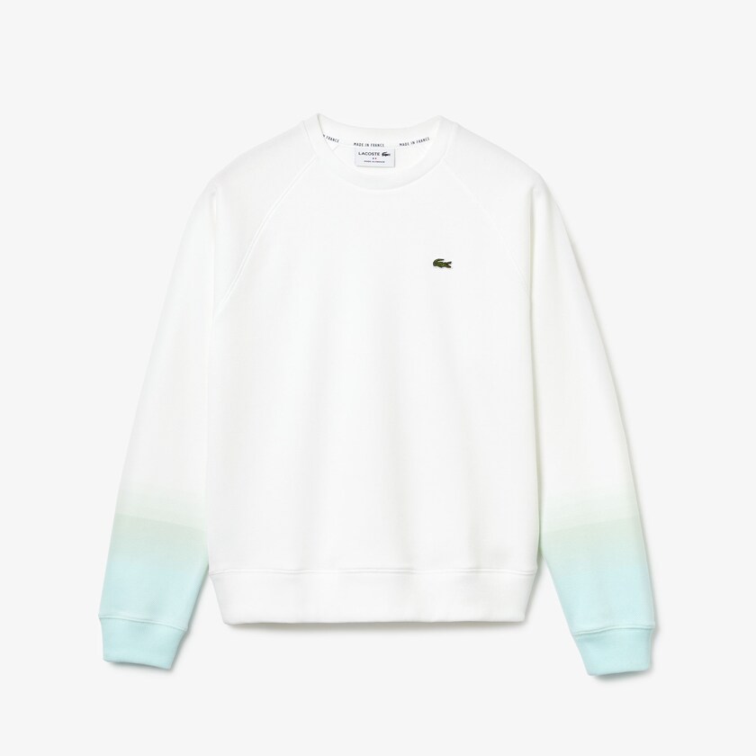 Women's Lacoste Turquoise / Light Green / White Sweatshirts Made in France Crew Neck Organic Cotton IH8-50495I0