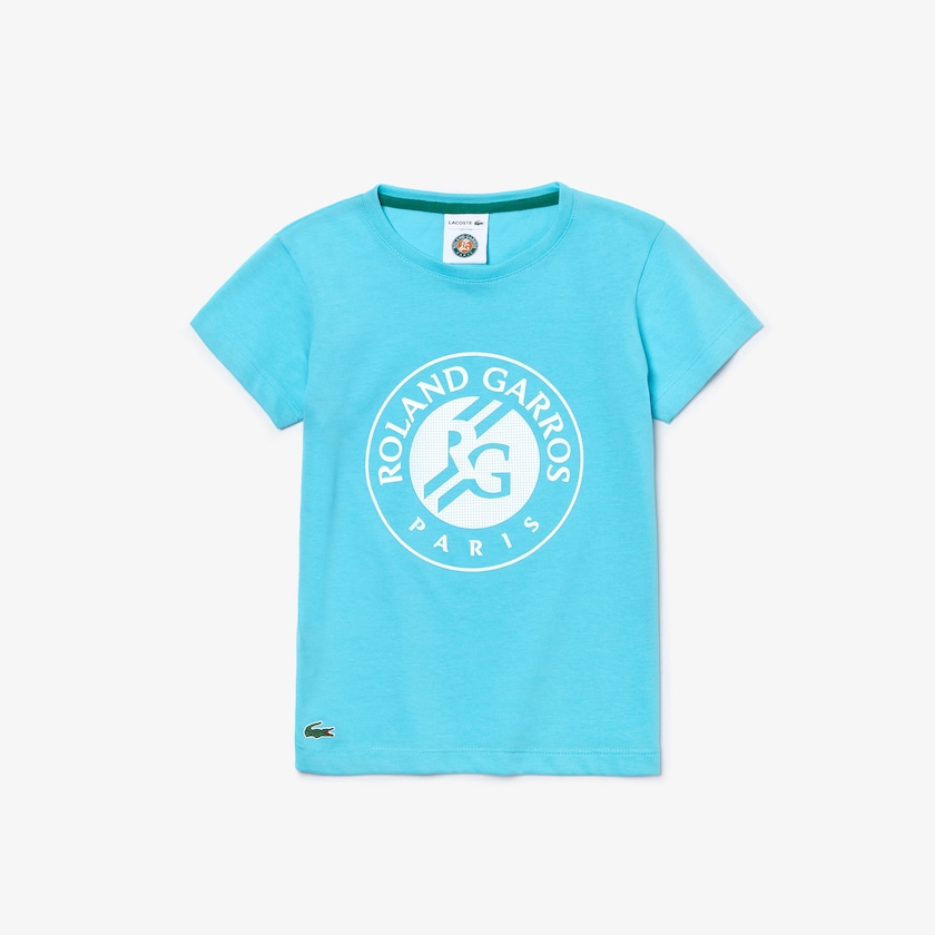 Kids' Lacoste Turquoise / White / Green T Shirts SPORT Roland Garros Logo KW0-94009S6
