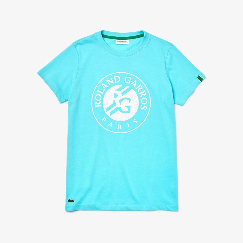 Women's Lacoste Turquoise / White / Green T Shirts SPORT Roland Garros Logo OO8-82308M7