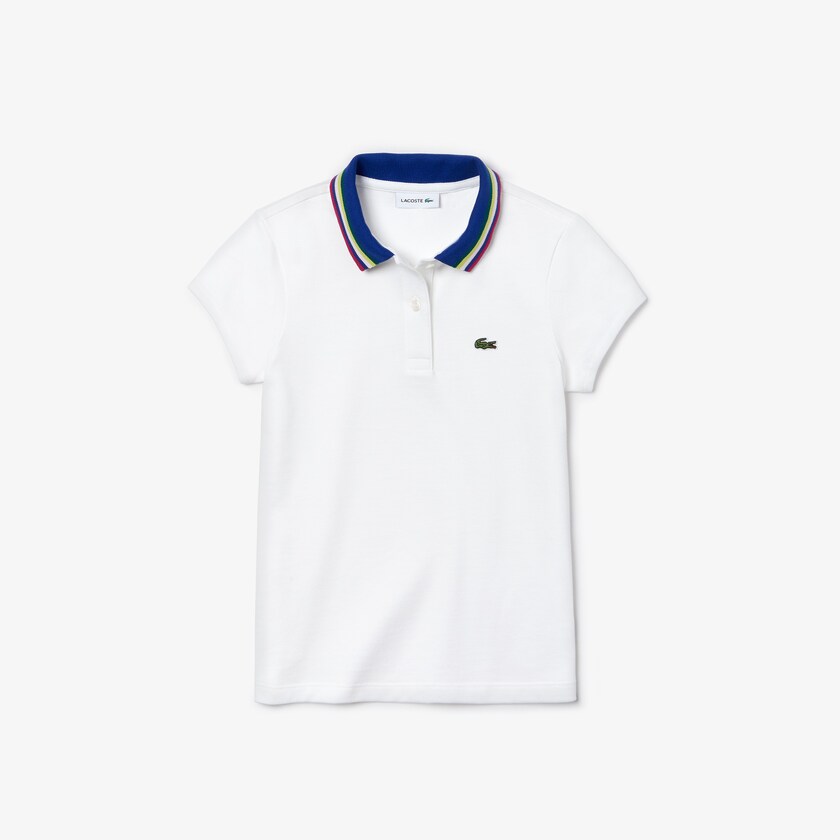 Kids' Lacoste White Polo Shirts A-Line Cotton Piqué JS5-81708X1