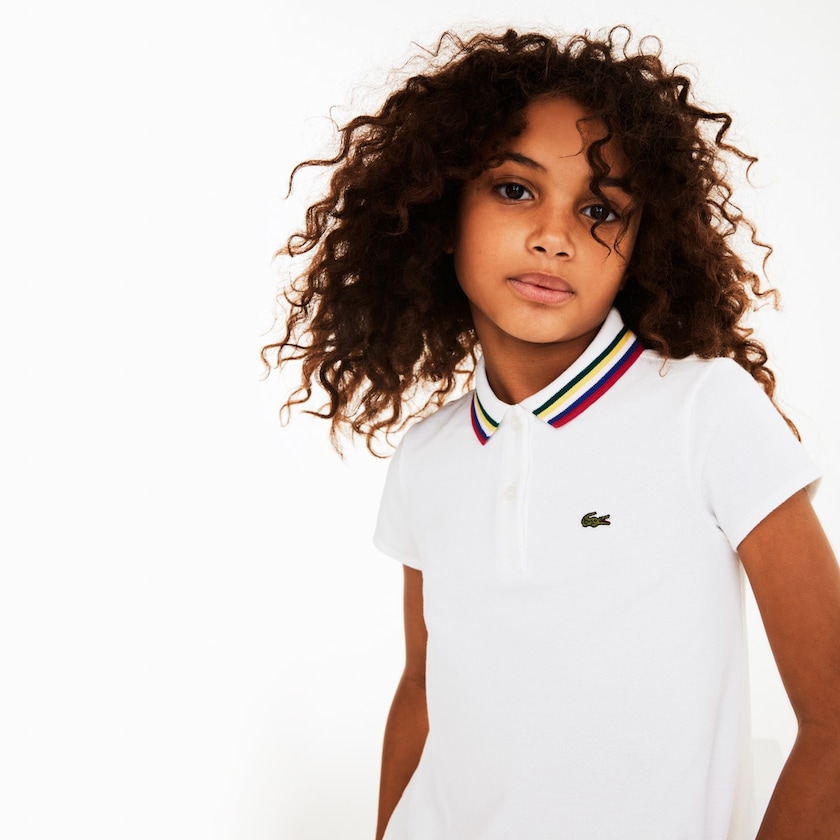 Kids' Lacoste White Polo Shirts A-Line Cotton Piqué JS5-81708X1