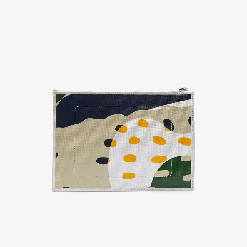 Women's Lacoste White Accessories Anna Abstract Design Coated Canvas Clutch VP7-57305N8
