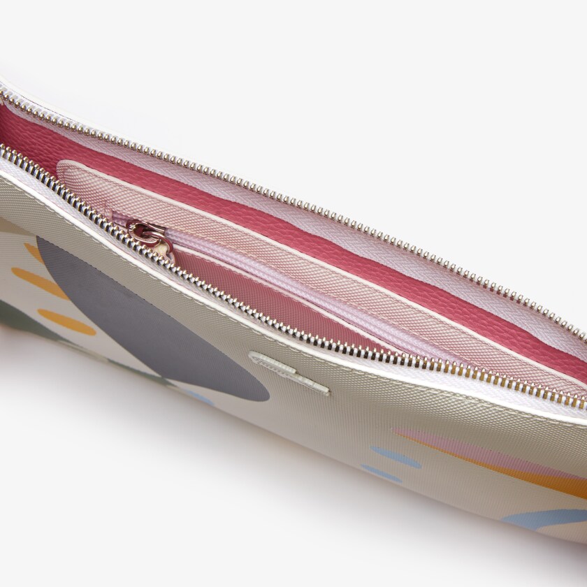 Women's Lacoste White Accessories Anna Abstract Design Coated Canvas Clutch VP7-57305N8
