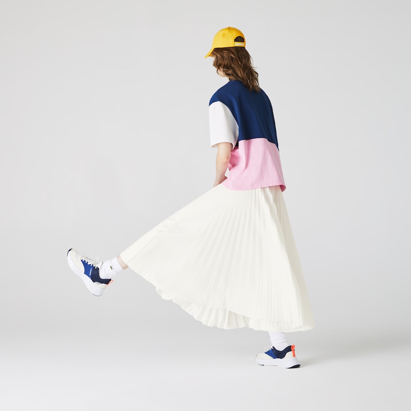 Women's Lacoste White Skirts Branded Elasticised Pleated MO9-37693I7
