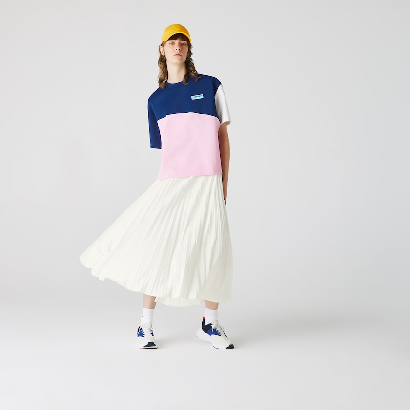 Women's Lacoste White Skirts Branded Elasticised Pleated MO9-37693I7