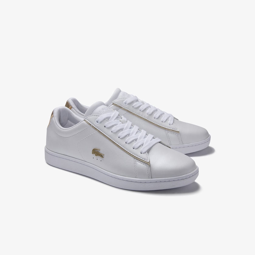 Women's Lacoste White Sneakers Carnaby Evo Satin and Leather FL6-18991I2