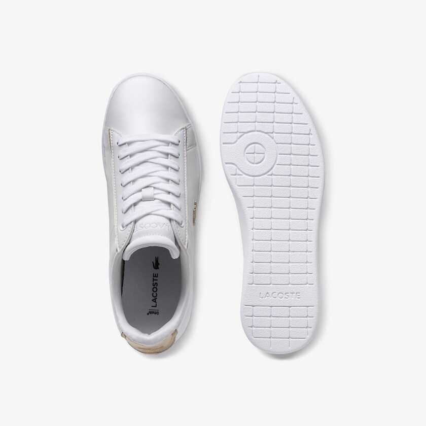 Women's Lacoste White Sneakers Carnaby Evo Satin and Leather FL6-18991I2