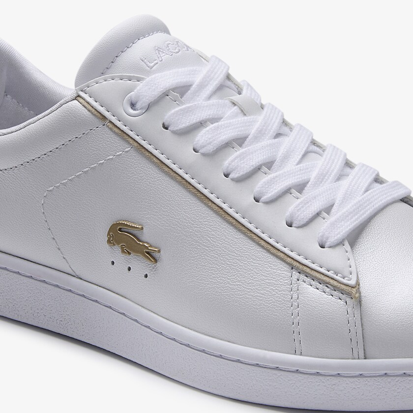 Women's Lacoste White Sneakers Carnaby Evo Satin and Leather FL6-18991I2