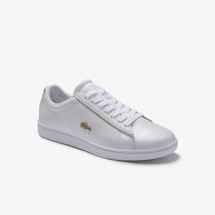 Women's Lacoste White Sneakers Carnaby Evo Satin and Leather FL6-18991I2