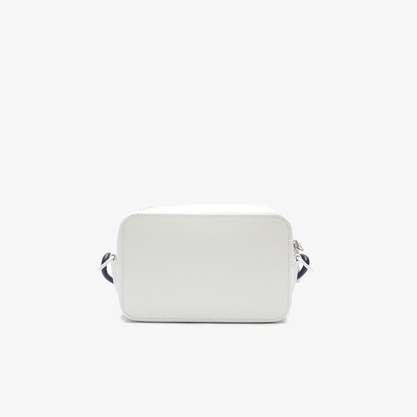 Women's Lacoste White Shoulder Bag Chantaco Badge Small Matte Piqué Leather PM1-26482Q0