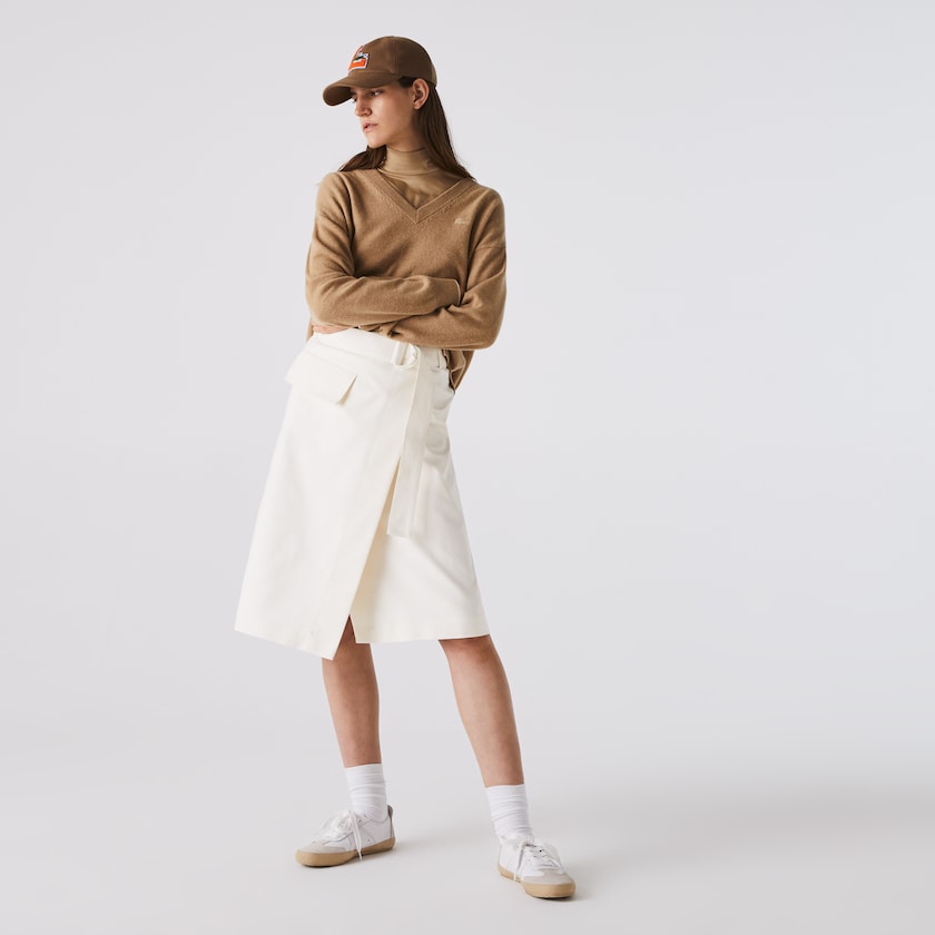 Women's Lacoste White Skirts Cotton And Wool Wrap GA5-92769A9
