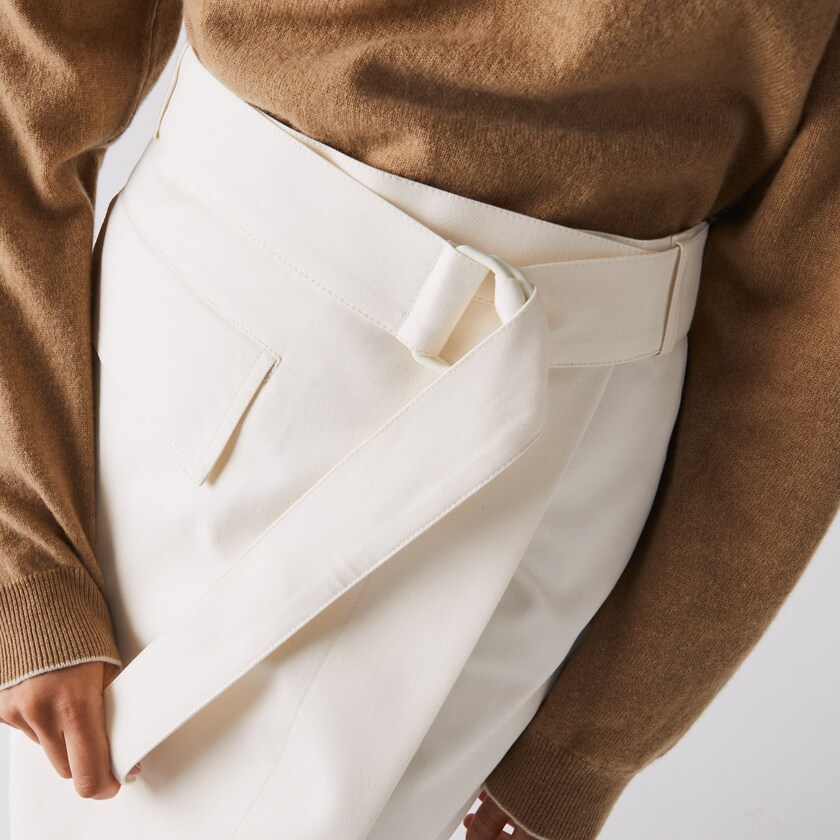 Women's Lacoste White Skirts Cotton And Wool Wrap GA5-92769A9