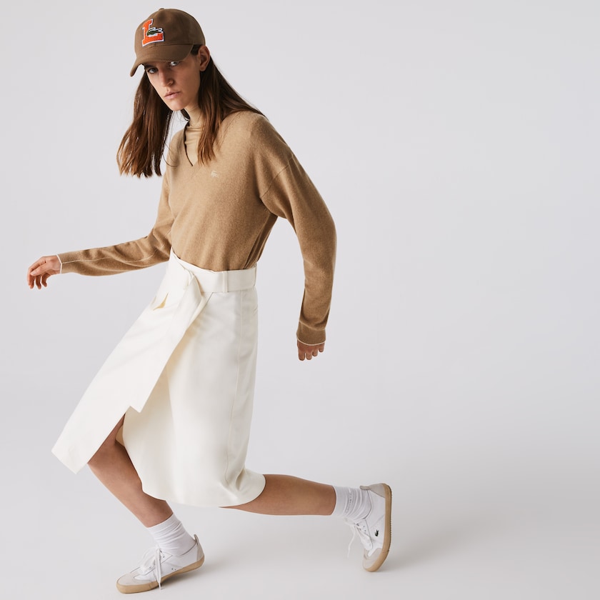 Women's Lacoste White Skirts Cotton And Wool Wrap GA5-92769A9