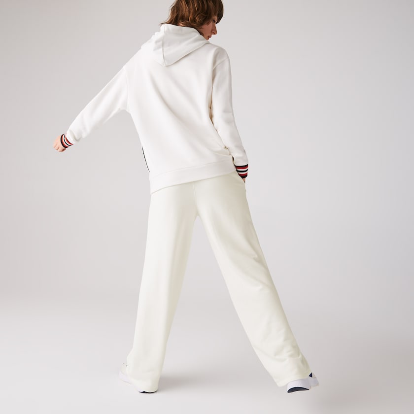 Women's Lacoste White Trackpants Cotton Fleece QL3-99539Y9