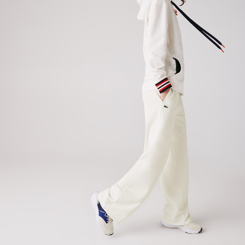 Women's Lacoste White Trackpants Cotton Fleece QL3-99539Y9