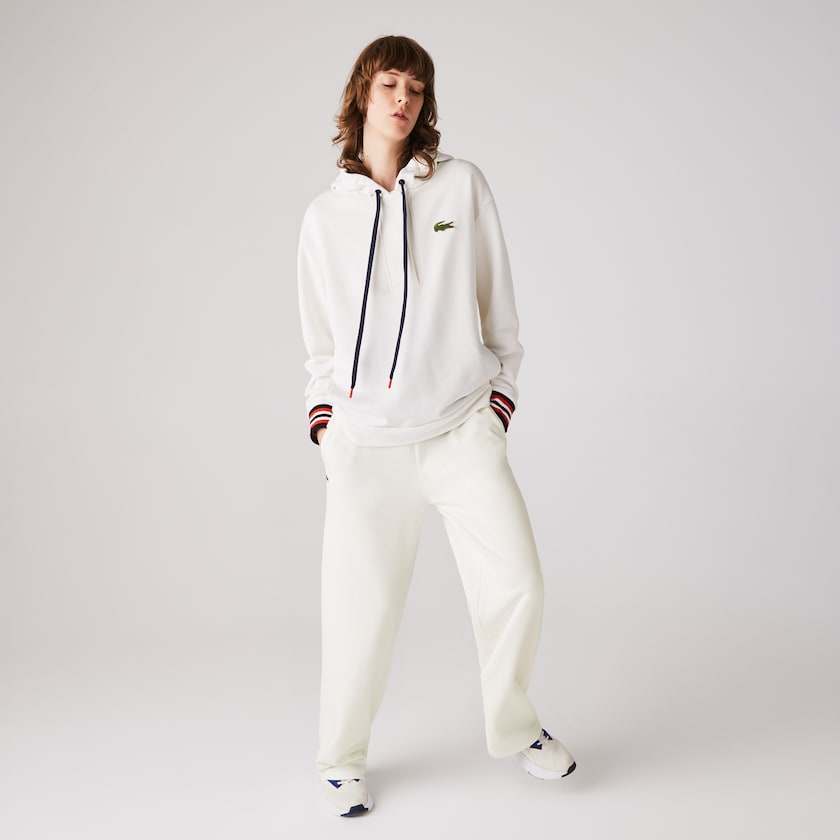Women's Lacoste White Trackpants Cotton Fleece QL3-99539Y9
