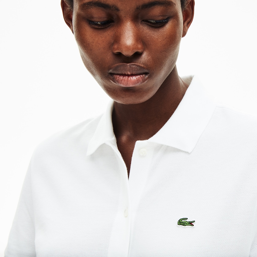Women's Lacoste White Polo Dress Cotton Piqué Buttoned ZH0-54415G6