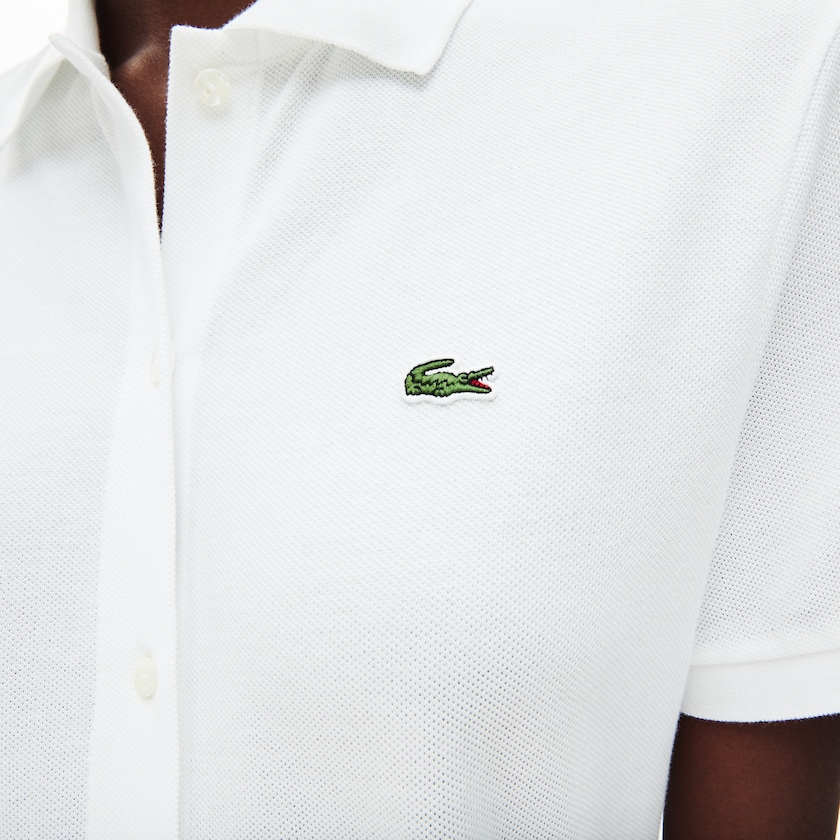 Women's Lacoste White Polo Dress Cotton Piqué Buttoned ZH0-54415G6
