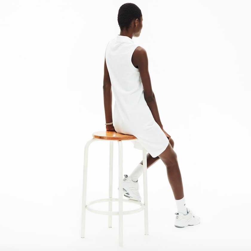 Women's Lacoste White Polo Dress Cotton Piqué ZP8-50785X9