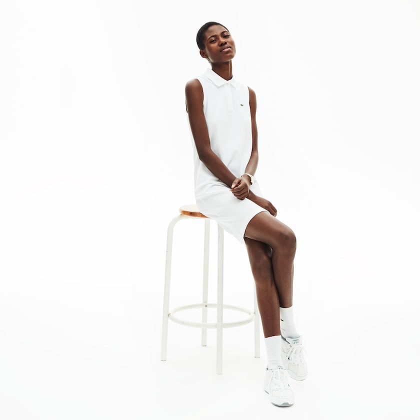 Women's Lacoste White Polo Dress Cotton Piqué ZP8-50785X9
