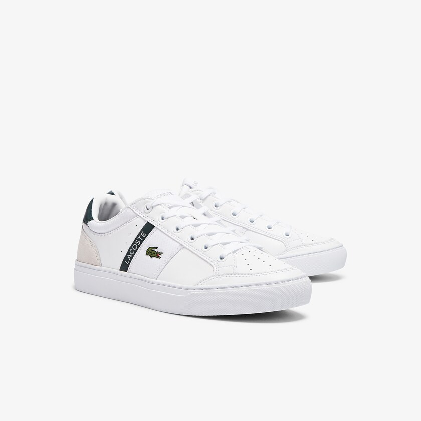 Men's Lacoste White Sneakers Courtline Leather and Textile ZN1-79017J2