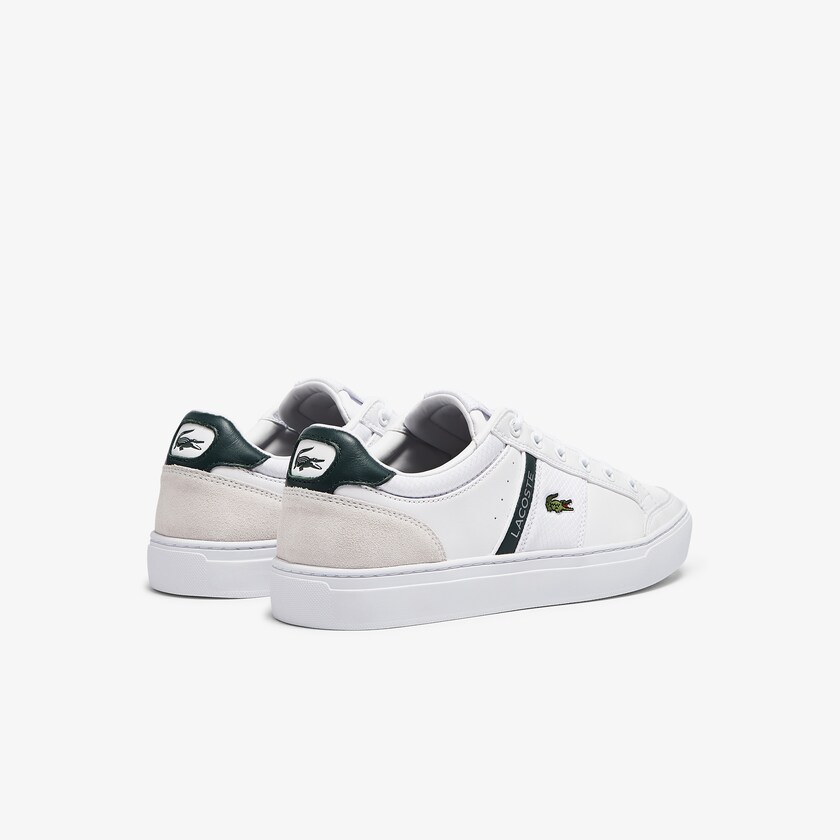 Men's Lacoste White Sneakers Courtline Leather and Textile ZN1-79017J2