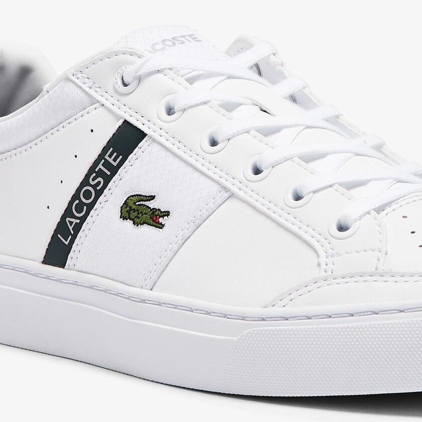 Men's Lacoste White Sneakers Courtline Leather and Textile ZN1-79017J2