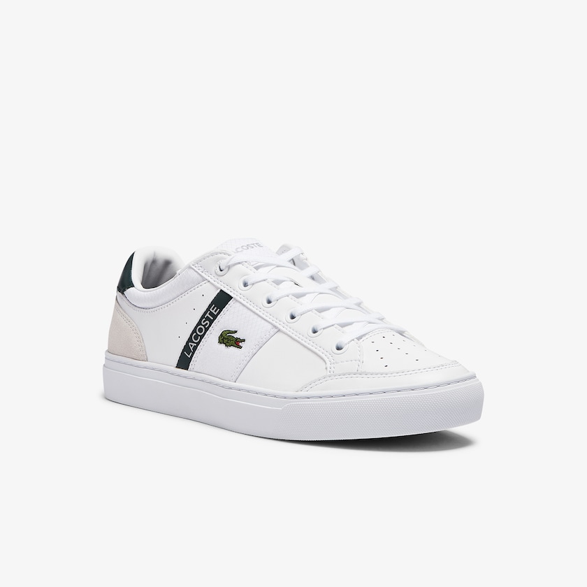 Men's Lacoste White Sneakers Courtline Leather and Textile ZN1-79017J2