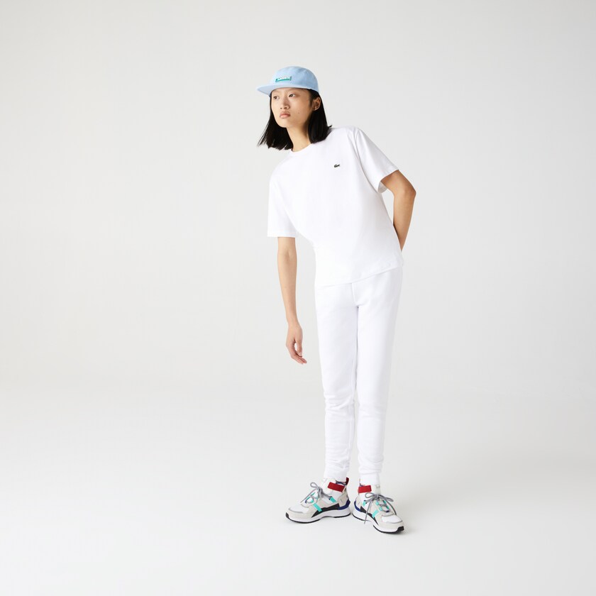 Women's Lacoste White T Shirts Crew Neck Premium Cotton CG8-67136I8