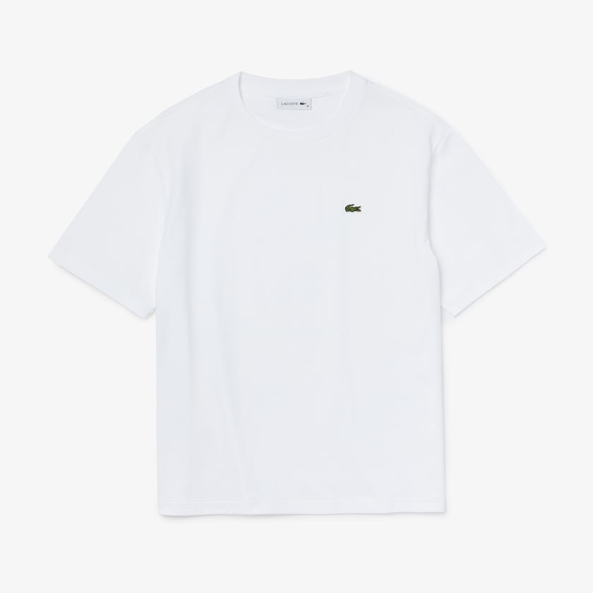 Women's Lacoste White T Shirts Crew Neck Premium Cotton CG8-67136I8