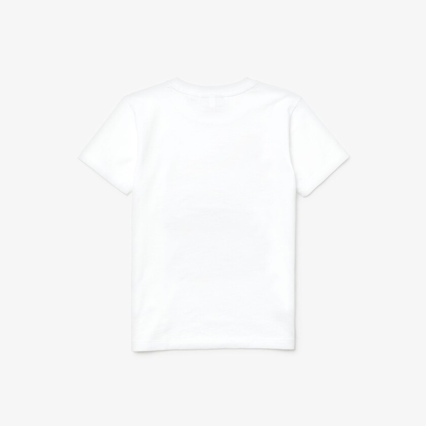 Kids' Lacoste White T Shirts Crew Neck Print Cotton GW3-11061Q1