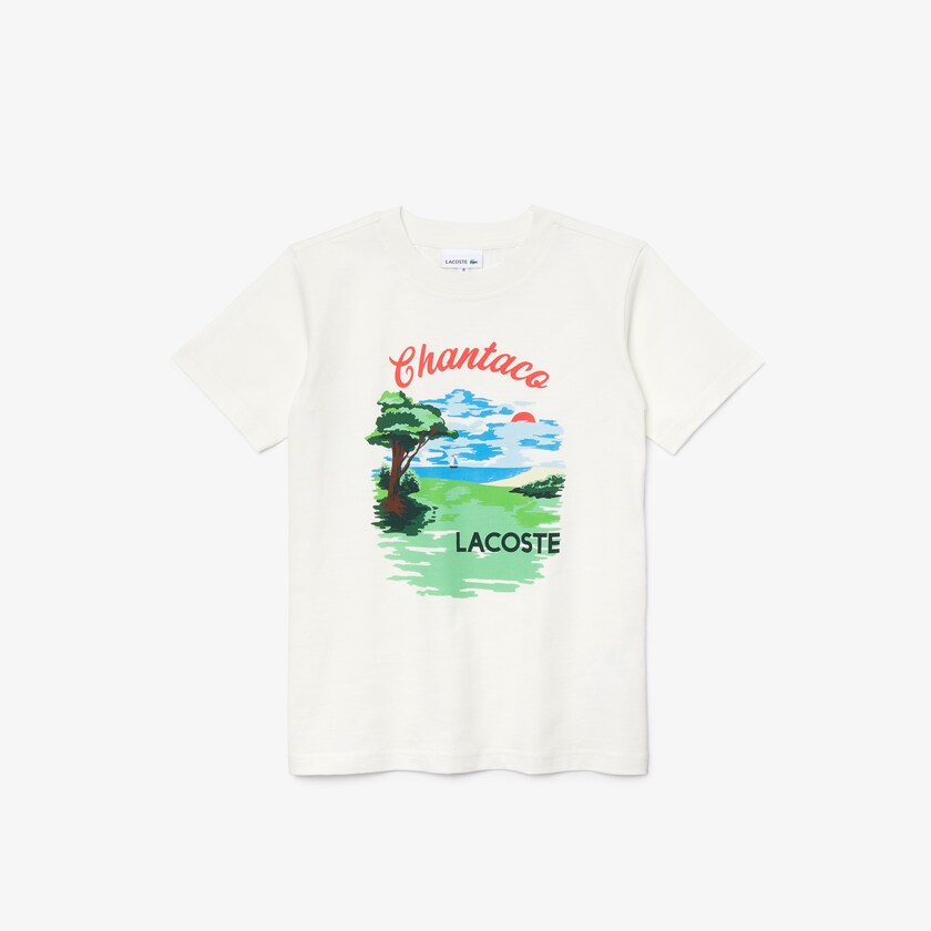 Kids' Lacoste White T Shirts Crewneck Chantaco-Print Cotton YI5-99019E2