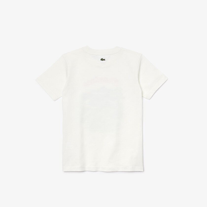 Kids' Lacoste White T Shirts Crewneck Chantaco-Print Cotton YI5-99019E2