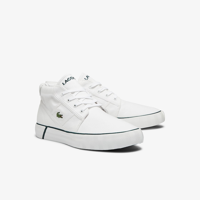 Men's Lacoste White Chukkas Shoes Gripshot Mid Canvas and Leather NE3-32503S2
