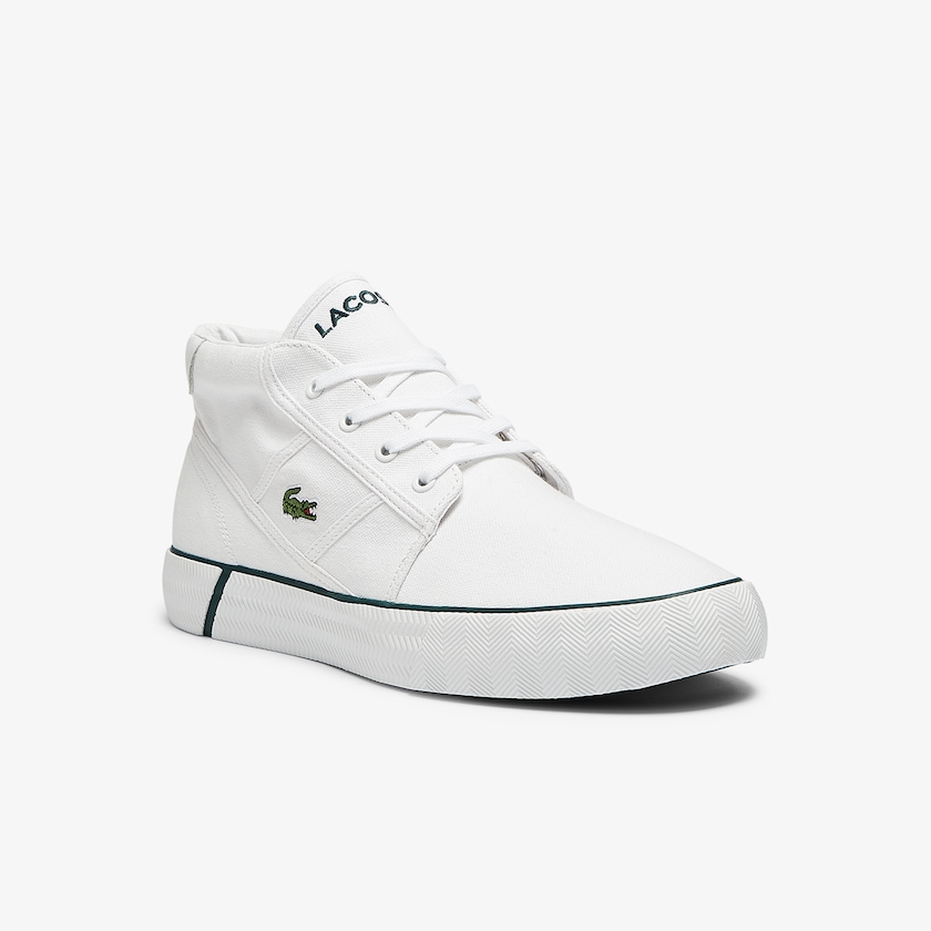 Men's Lacoste White Chukkas Shoes Gripshot Mid Canvas and Leather NE3-32503S2