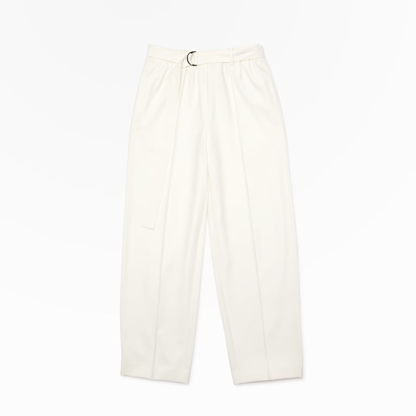 Women's Lacoste White Pants High-Waisted Flared Wool Blend AZ8-38303T8