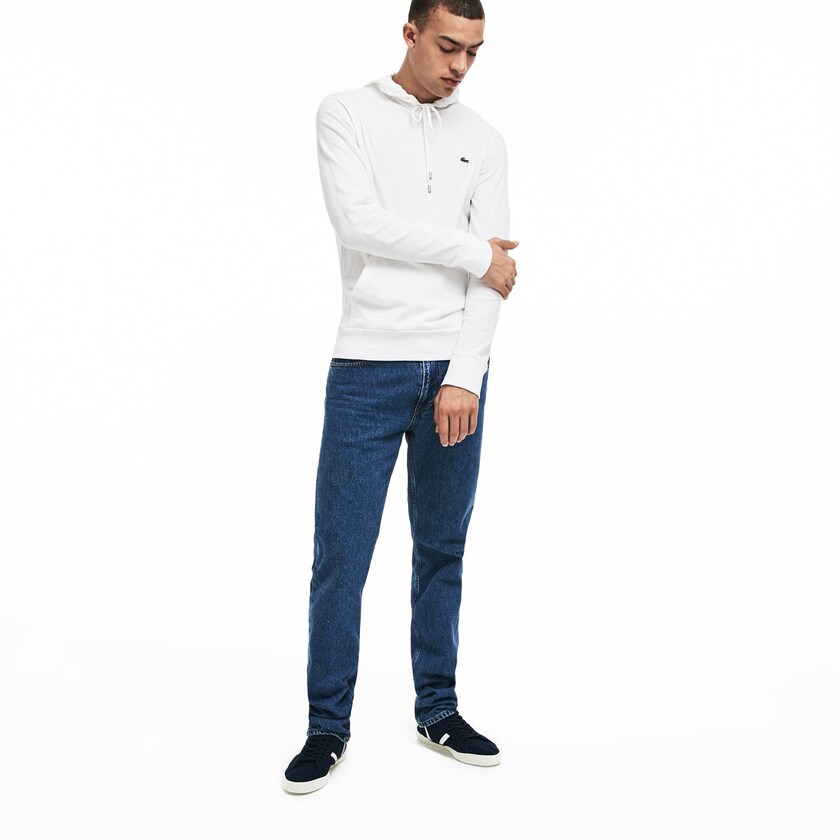 Men's Lacoste White T Shirts Hooded Cotton XS8-64056J6