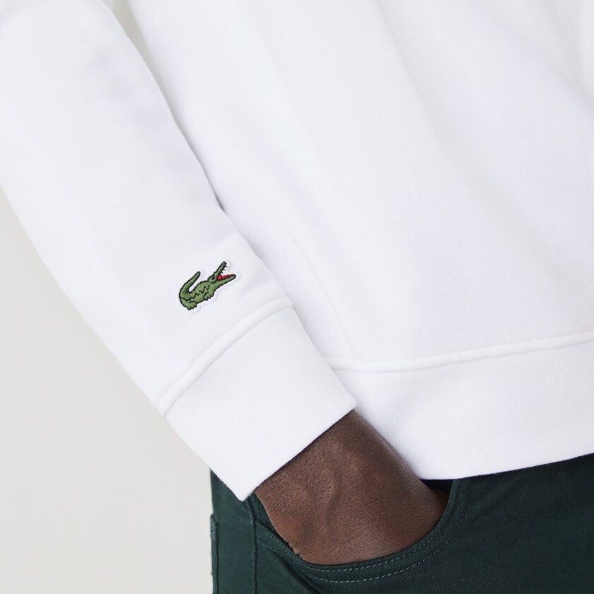 Men's Lacoste White Sweatshirts Hooded Fleece With Printed Logo YG2-51515O1