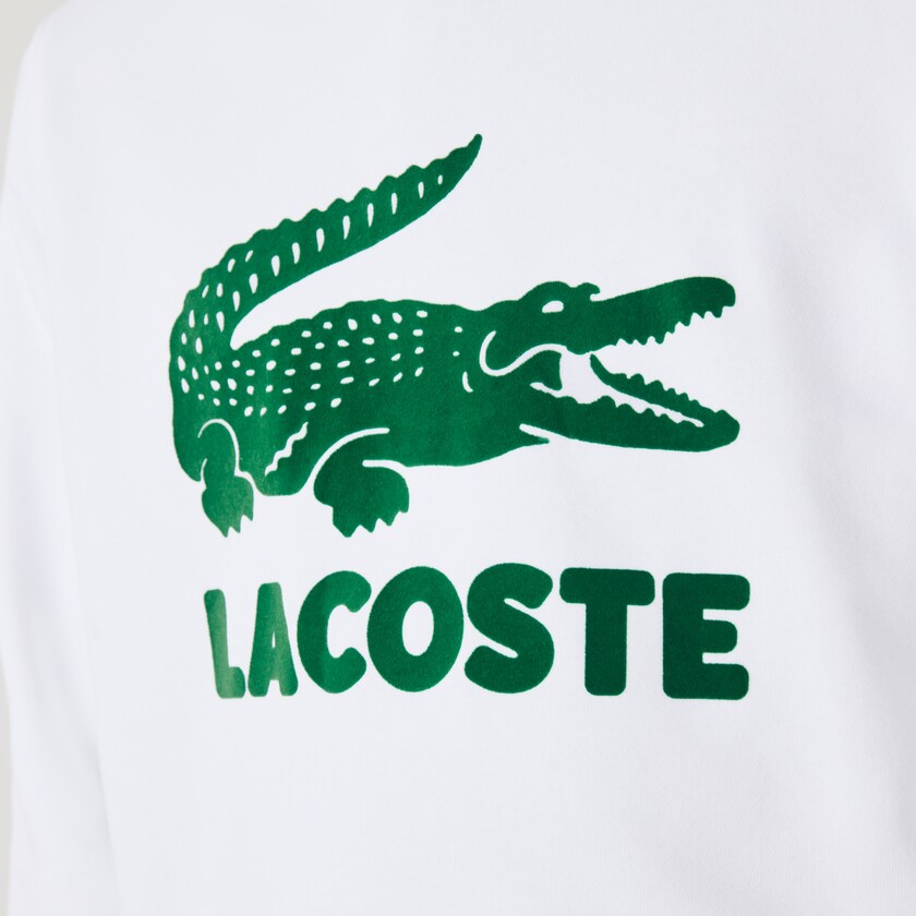 Men's Lacoste White Sweatshirts Hooded Fleece With Printed Logo YG2-51515O1