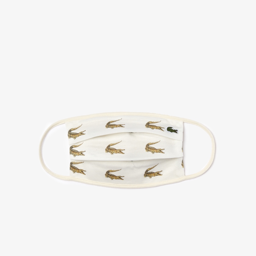 Women's Lacoste White Masks L.12.12 Croc Print Face in Cotton Piqué HC1-07280I4