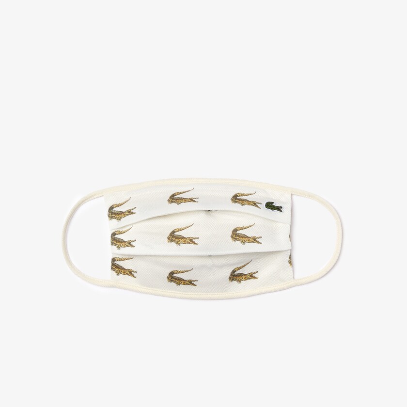 Men's Lacoste White Masks L.12.12 Croc Print Face in Cotton Piqué LE8-10821S7