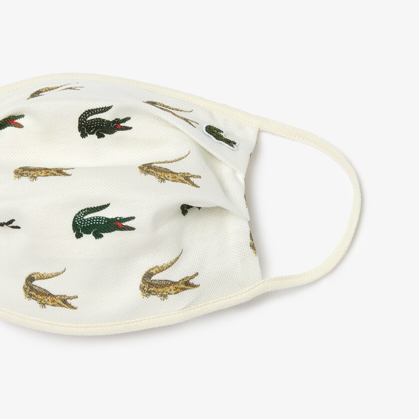 Men's Lacoste White Masks L.12.12 Croc Print Face in Cotton Piqué LE8-10821S7