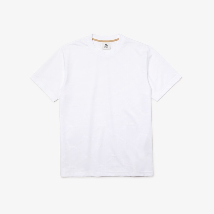 Men's Lacoste White T Shirts LIVE Monogram Printed EQ4-59035U0