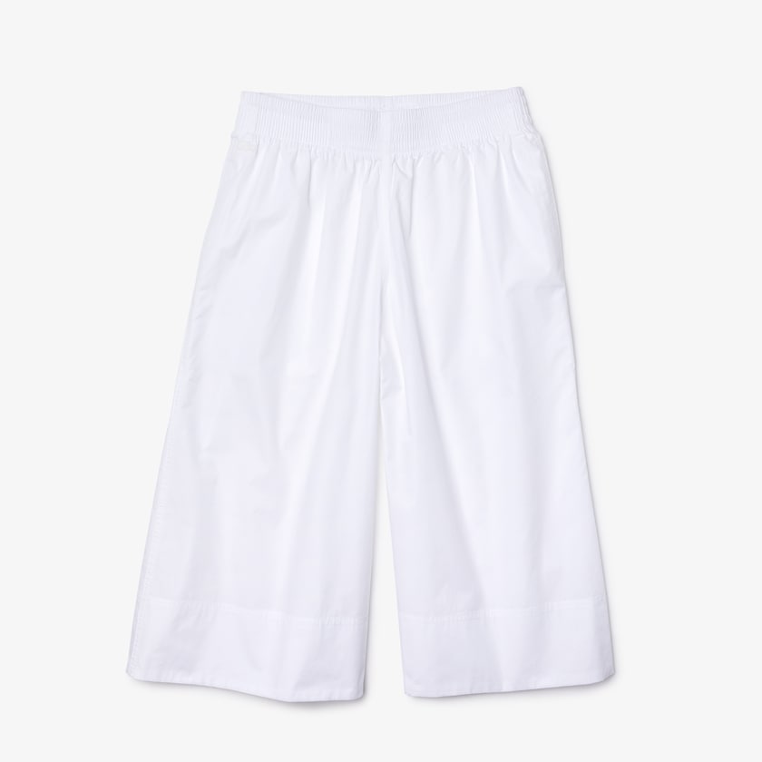 Women's Lacoste White Pants Light Cotton Poplin Culottes KM5-20292T7