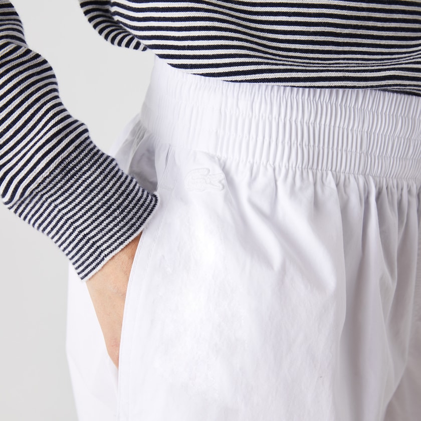 Women's Lacoste White Pants Light Cotton Poplin Culottes KM5-20292T7