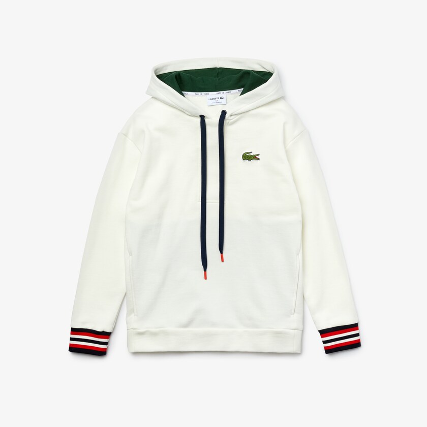 Women's Lacoste White Sweatshirts Made In France Hooded Organic Cotton Fleece SM7-23992G4